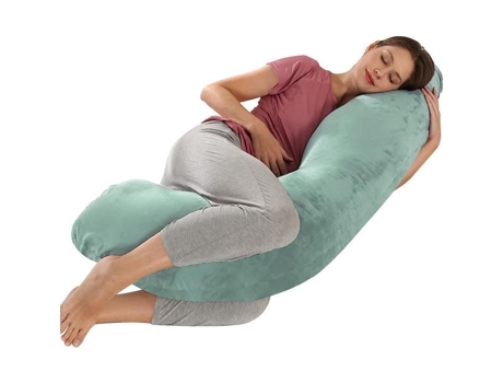 Coussin De Gravidez Em J, Almofada De Amamentação, Travesseiro Para Suporte Grávida Com Capa De Veludo Substituível E Lavável Jring