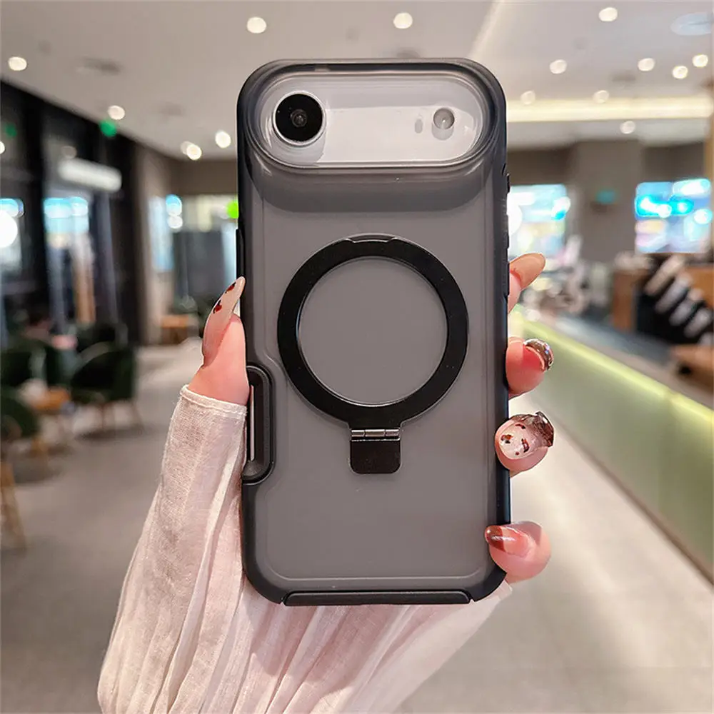 (preto, Iphone 14) Capa Para Celular Com Suporte Magnético Em Anel, Capa Protetora Transparente Fosca À Prova De Choque Em Pctpu