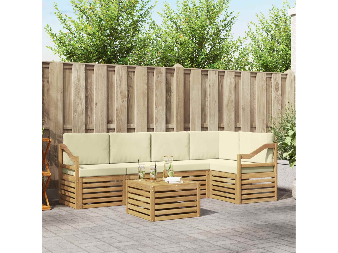 Vidaxl Conjunto De Sofás Para Exterior 6 Unid. Branco E Creme