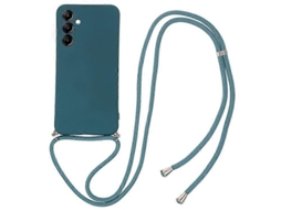 CAPA para Samsung Galaxy A34 5G YURU, TPU, forro de fibra, design slim, cordão longo, turquesa