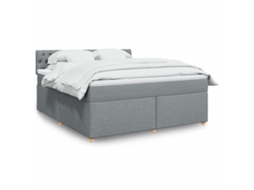 Vidaxl Cama Com Molas/colchão 180x200 Cm Tecido Cinzento-claro