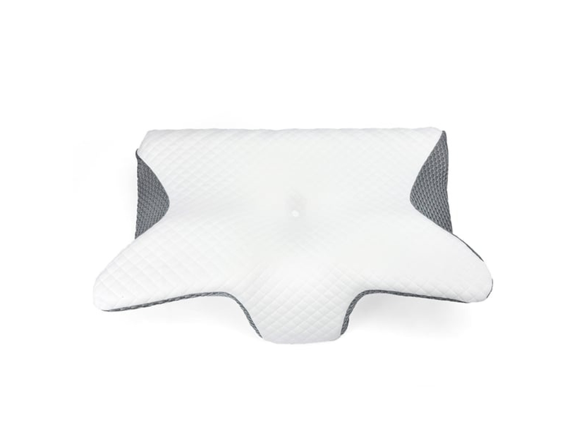 Lurelia Travesseiro, Espuma Viscoelástica, Ergonómico, Ortopédico, Capa Lavável, Branco / Cinza