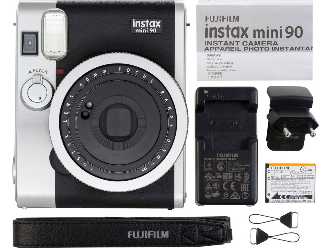 Máquina Fotográfica Instantânea FUJIFILM Instax Mini 90  (Preto - Obturação: 1/400 - 1,8 segs. - 62x46mm)