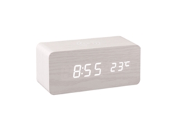 Reloj Despertador Digital De Madera Con Pantalla Led 3 Alarmas Carga Inalámbrica 10w Fecha Y Temperatura Blanco