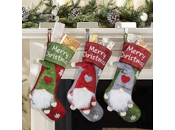 Meias De Natal Heytea De 18 Polegadas Com Gnomos De Pelúcia Feitos À Mão Para Decoração De Casa, Pacote Com 3, Vermelho, Verde E Cinza Olysi Shop