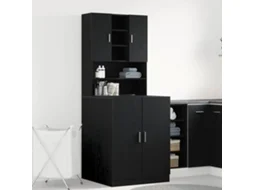 Conjunto 2 Armazenamento De Máquina De Lavar Vidaxl Preto Derivados De Madeira (70,5 X 71,5 X 181,5 Cm)