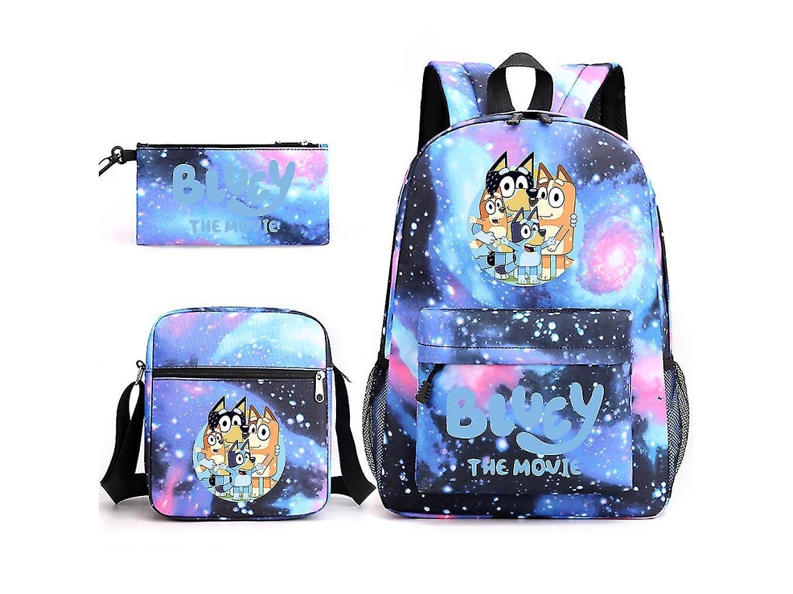 Mochila Escolar Azul De Três Peças Wellng Aquaforge