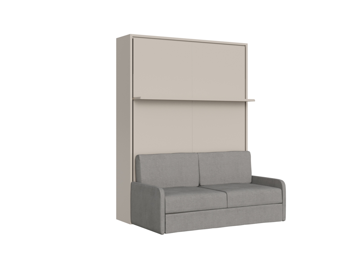 Cama Francesa Dobrável Vertical Versia Sofà 140 Com Sofá E Prateleira Argilla