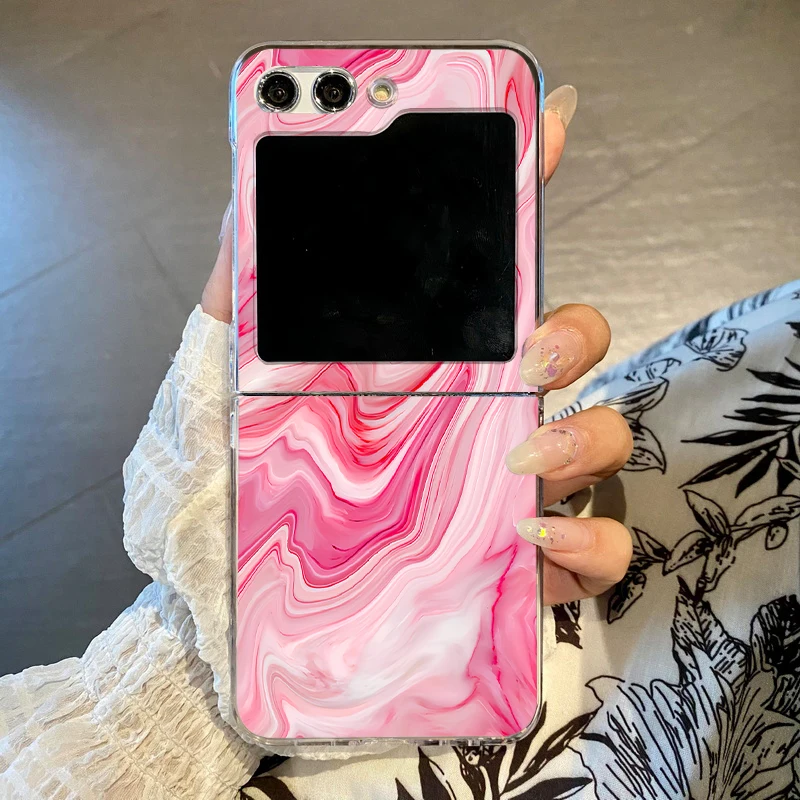 (a505) Capa Para Celular Galaxy Z Flip 8 Com Estampa De Mármore
