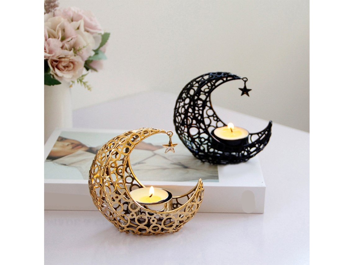 Suporte Para Velas De Metal (design De Estrela E Lua) (casamento Romântico) Eoocoo