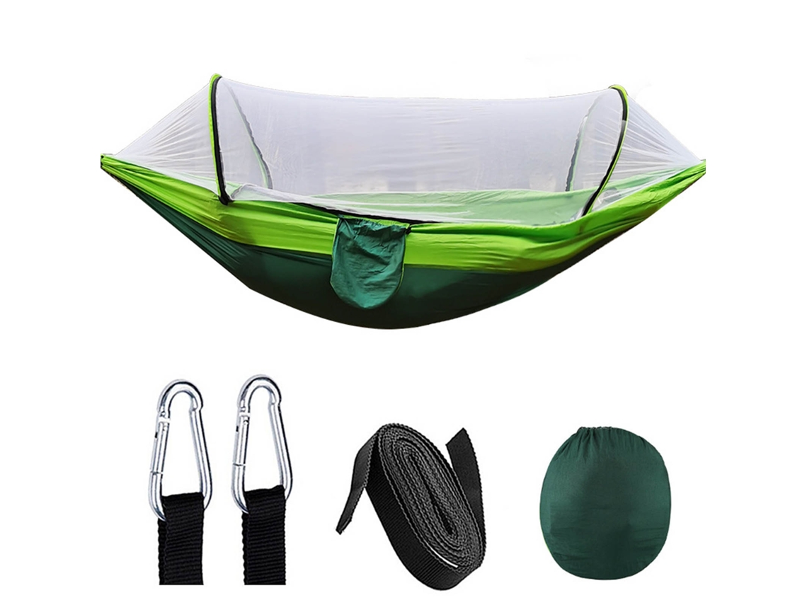 Hamaca com Mosquiteiro 210t Nylon Taffeta 260x140cm Verde Fruta