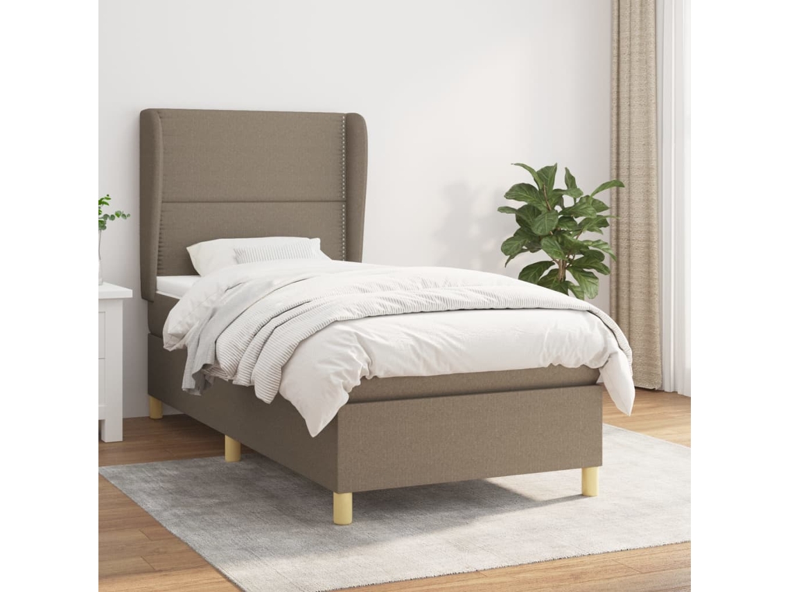 Vidaxl Cama Com Molas/colchão 90x190 Cm Tecido Castanho-acinzentado