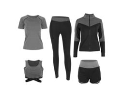 Conjunto de yoga casual de 5 peças, roupa esportiva confortável para treino, cinza | S/MARCA