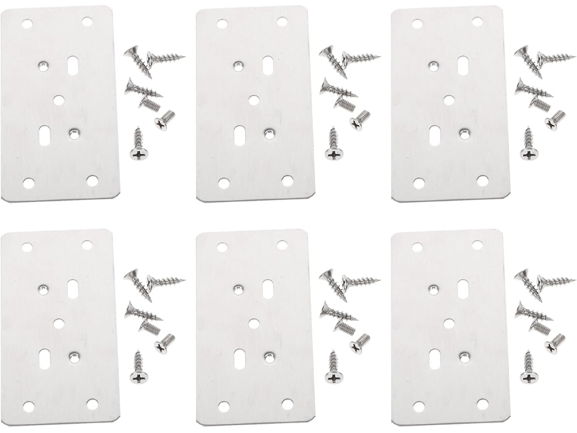 Conjunto De 6 Placas Aço Inoxidável Para Reparo Dobradiças Armários.