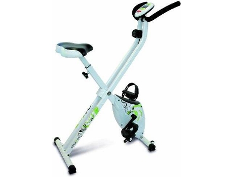 Bicicleta Estática  YF90 (Branco - 117x68x39cm - Volante: 8 kg - Dobrável - Até: 90 kg)