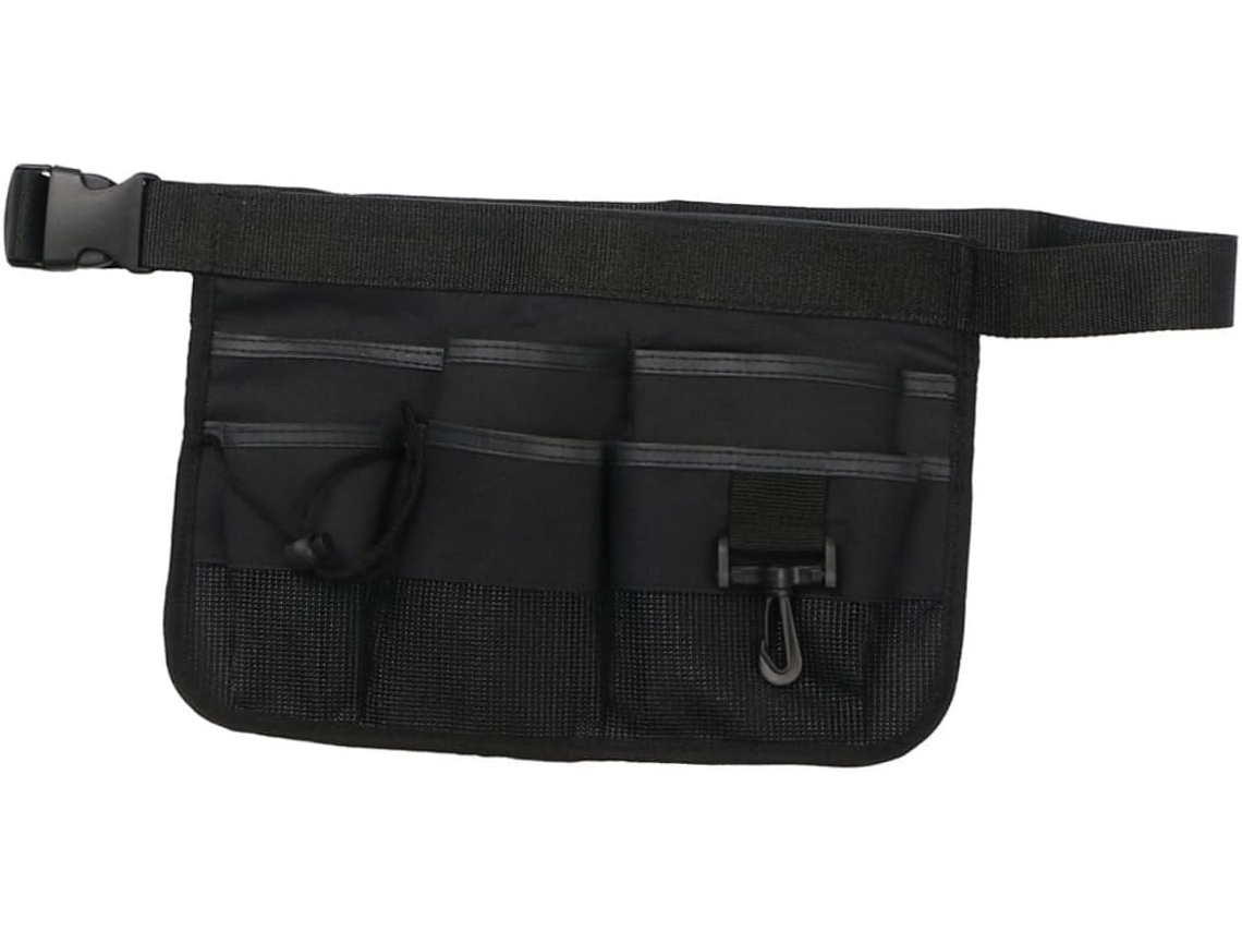 Cinto ajustável para ferramentas de jardinagem, bolsa Preta em tecido Oxford com compartimentos multiuso, pochete.