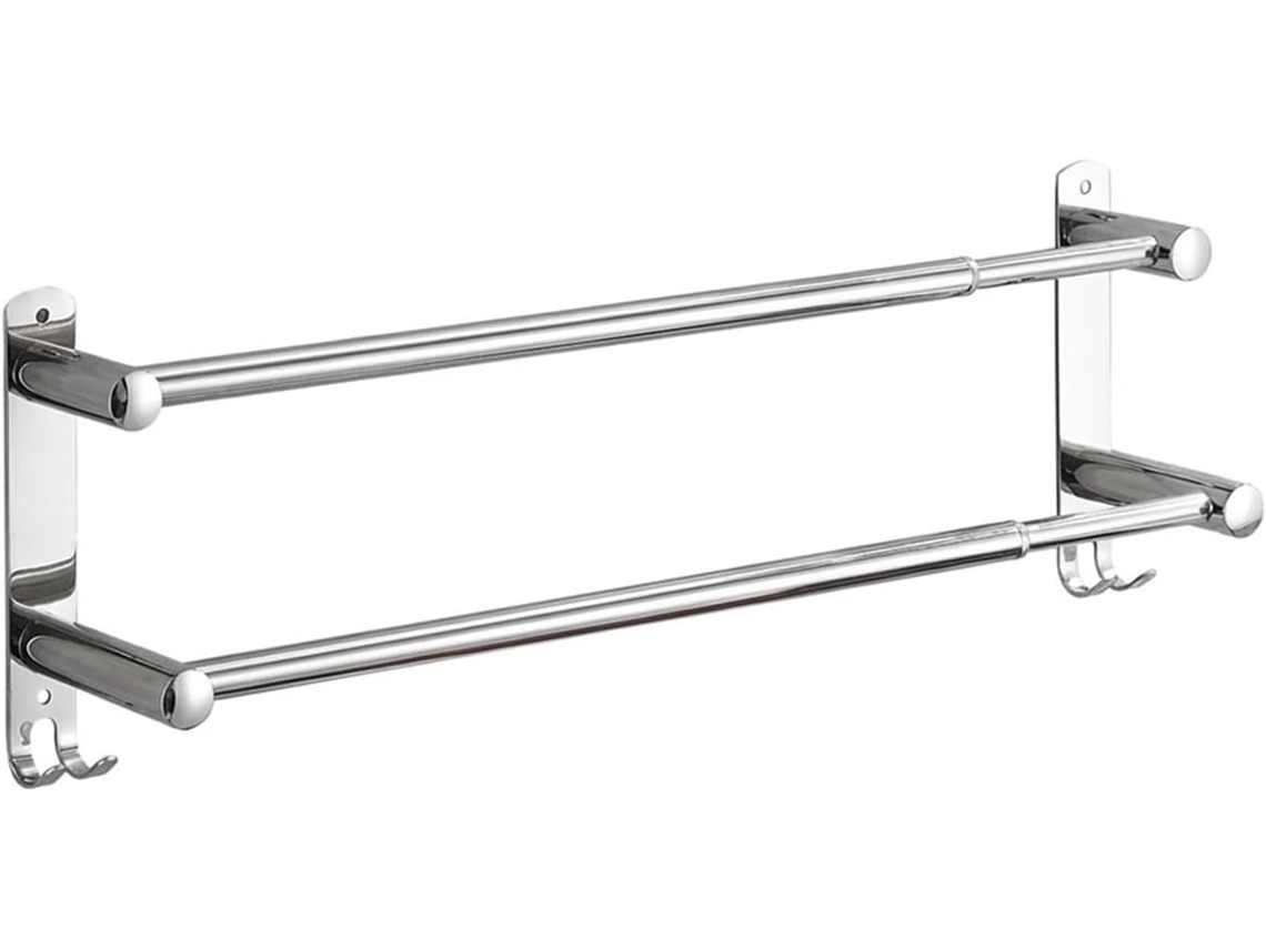 Tiras De Toalha Extensíveis Aço Inoxidável Dupla Camada, Com Comprimento De 43a 75cm, Para Banheiros Prata, Broca