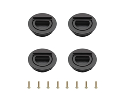 Conjunto de 4 Manejos Redondos Invisibles LINJOU com Anel de Tração, preto