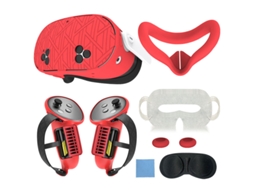 Conjunto De 7 Capas Protetoras De Silicone Para Meta Quest 3s Antiderrapante E Antiqueda Digitallab (vermelho)