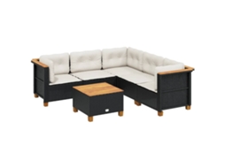 Maison Exclusive - 6 Pcs Conjunto Sofás De Jardim C/ Almofadões Vime Pe Preto
