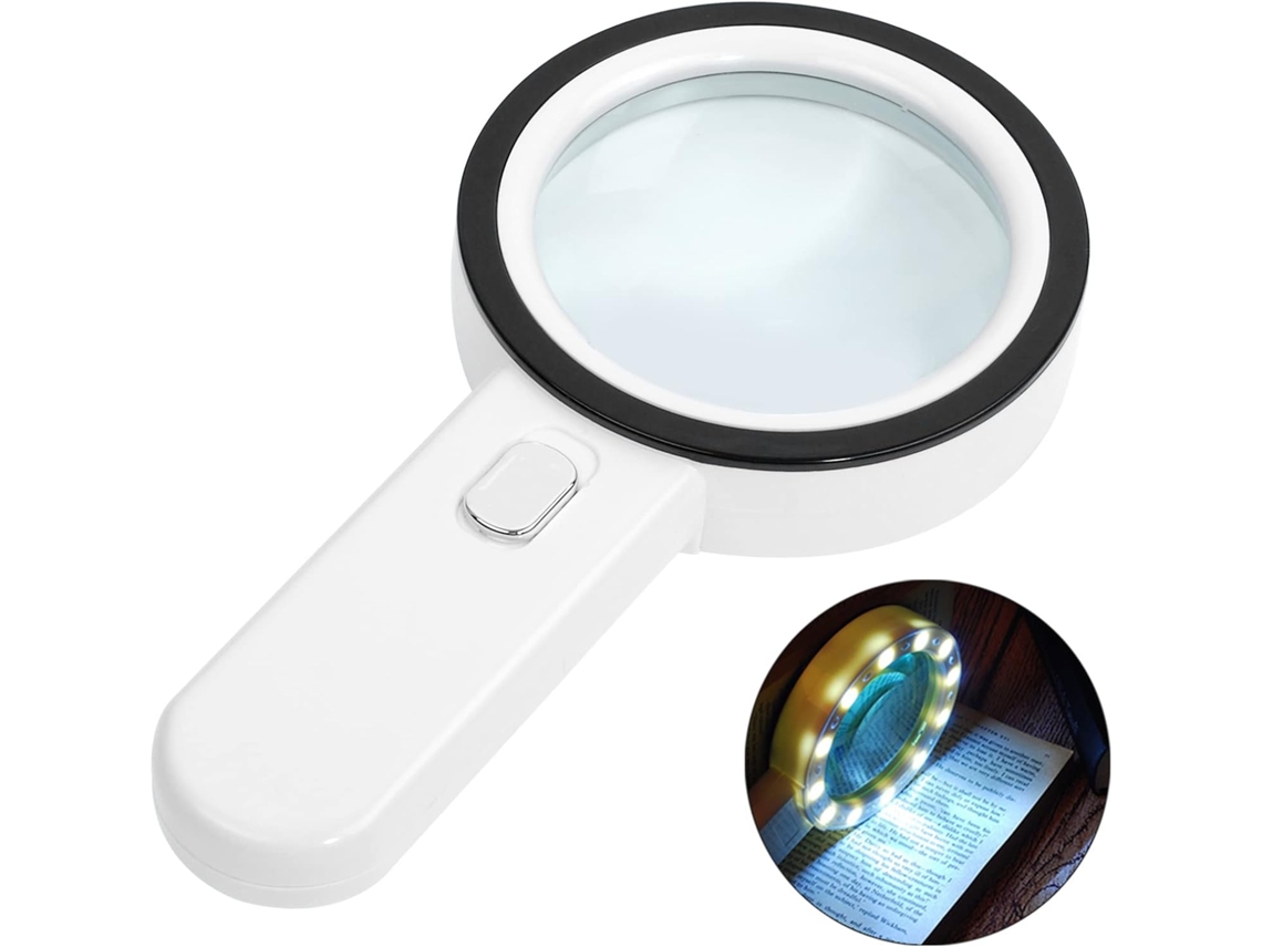 Lupa com Luz, Lupa de 30x com 12 Luzes Led BRILVIBERA