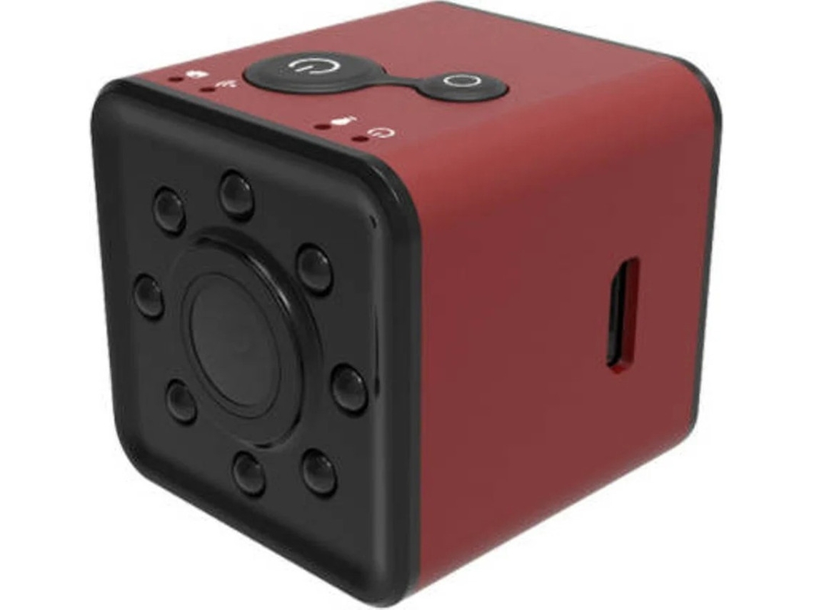 Minicâmera Bestvite Full HD 1080P à prova d'água com WiFi, visão noturna e ângulo amplo de 155 graus (vermelha)