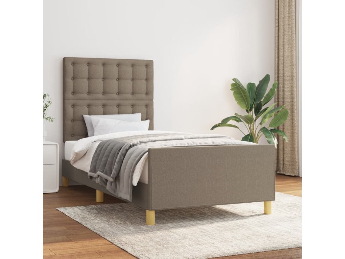 Estrutura Cama Sem Colchão 100x200 Cm Tecido Cinza-acastanhado