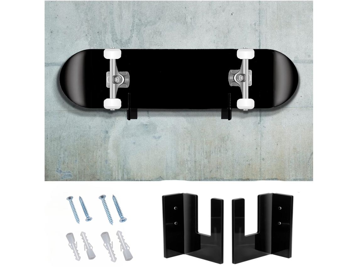 Suporte De Parede Para Skateboard Em Acrílico 2 Pares Rack De Exibição E Armazenamento Fixo