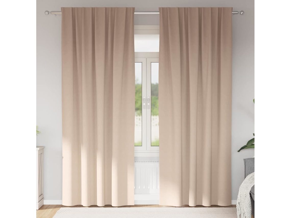 Vidaxl Cortinas Blackout Com Argolas 2 Unid. Cinzento-acastanhado