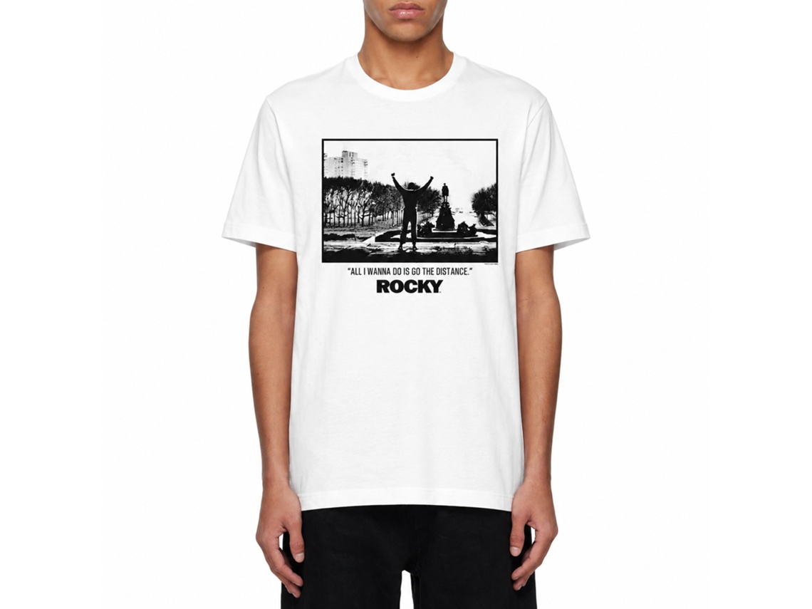 Rockinstone Rocky Movie Go The Distance White Adult T-shirt Size:s