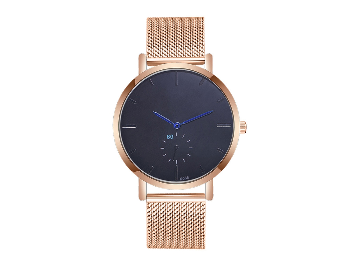 Relógio de Pulso Masculino Zhoulianfa com Pulseira de Malha e Mostrador Redondo Ouro Rosa
