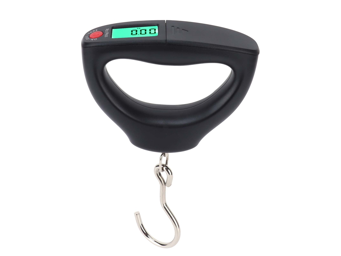 Balança elétrica portátil para bagagem com tecido iluminado e altura ampla para viagens.