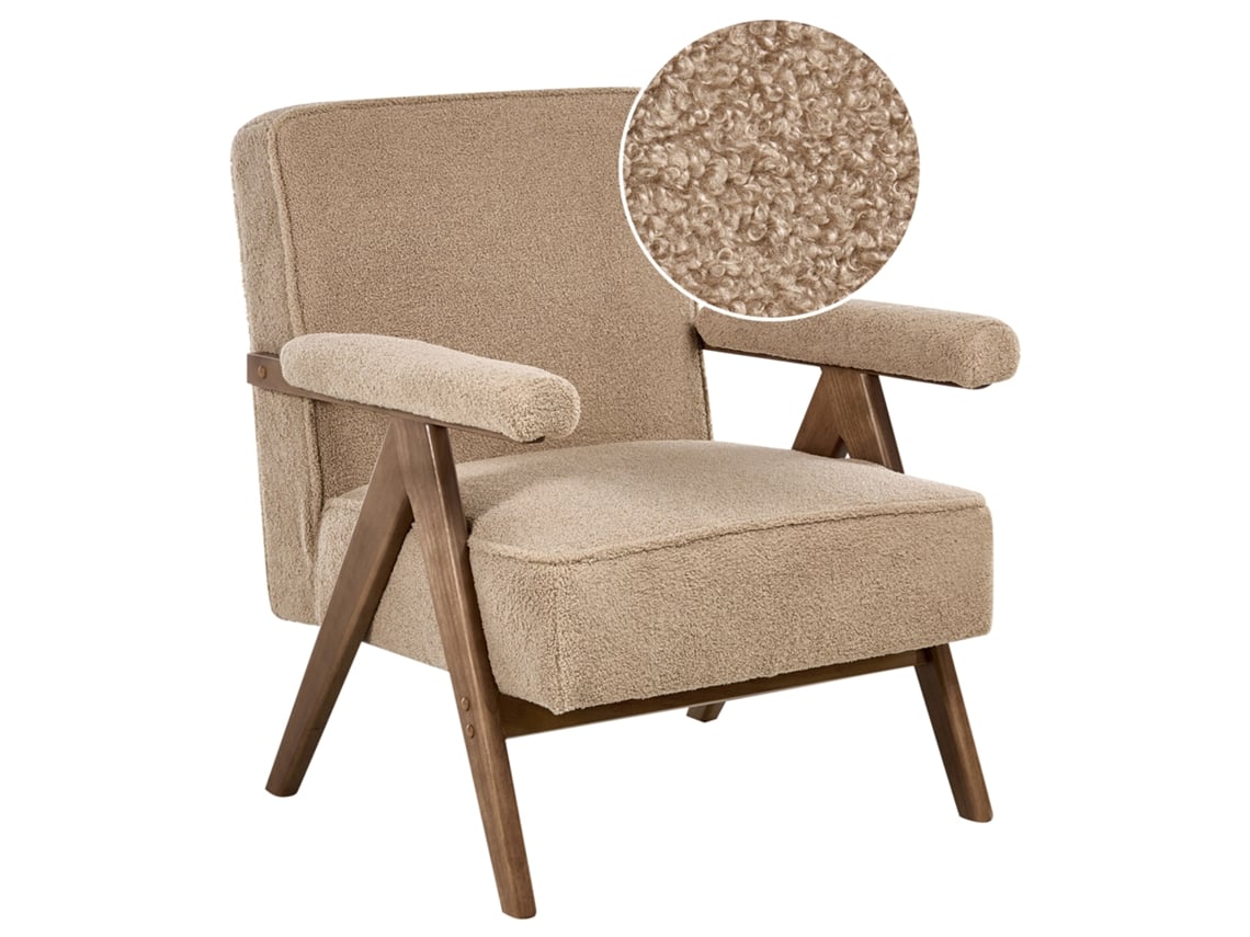 Sillón Beliani Evje De Bouclé Beige 70x72x81