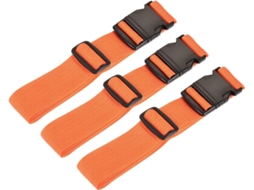 Conjunto de 3 Cintas Ajustáveis para Mala de Viagem com Fivela e Etiqueta para Nome, 2 M, Laranja. CHABERLU