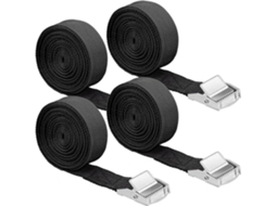 Conjunto De 4 Cintas Amarração 2, 5* 250cm(pretas) Com Clipe Para Fixação