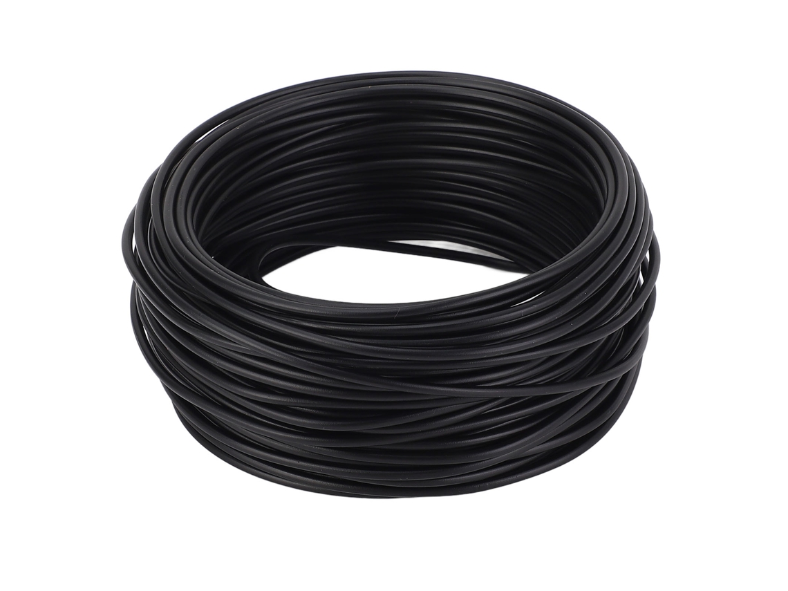 Fio flexível de ferro galvanizado para cabo telefônico de PVC, 1,5 mm x 20 m, extremidade redonda, preto.