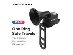 Buzina Elétrica Bengguo Para Bicicleta 120db Som Potente 5 Modos De Iluminação Bateria De 200mah Entrada Tipo-c À Prova D'água