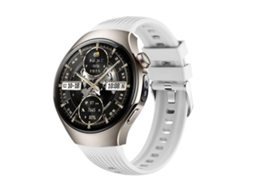 Bracelete Para Huawei Watch 5 (46mm) - Silicone Vertical - Fivela De Aço Prate Branca