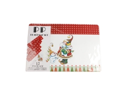 12 Pçs Jogos Americanos À Prova D'Água Porta-Copos Tapetes para Mesa de Jantar Decoração de Natal Boneco de Neve Vermelho Papai Noel