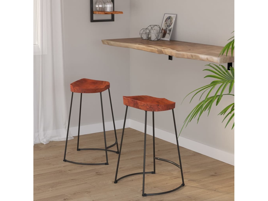 Vidaxl Bancos De Bar Gavin 2pcs 45x40x63cm Madeira De Mangueira Maciça