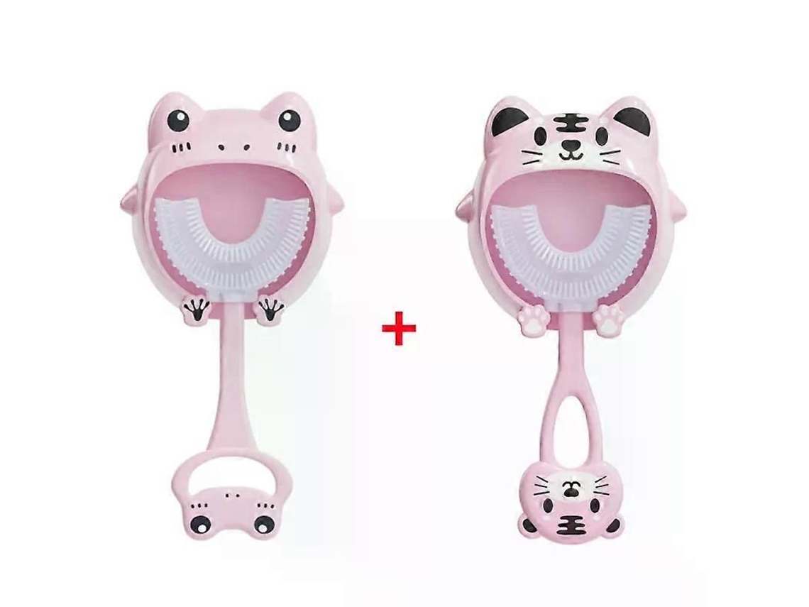 Escova de Dentes Infantil em Formato U com Desenho Animal, para Bebês Limpeza Bucal 360 Graus e Mordedor Silicone. GOKOCO