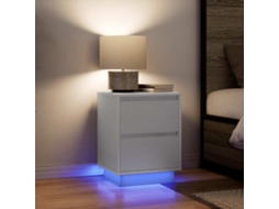 Vidaxl Mesas Cabeceira C/ Luzes Led 2 Pcs 38x34x50 Cm Branco