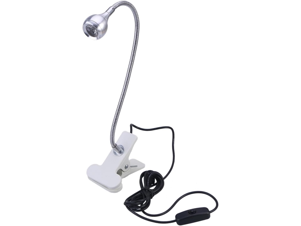 Luminária De Mesa Led Gatuida 360 Graus Com Clipe, Prateada, Flexível E Ajustável, Proteção Para Os Olhos, Luz Quente