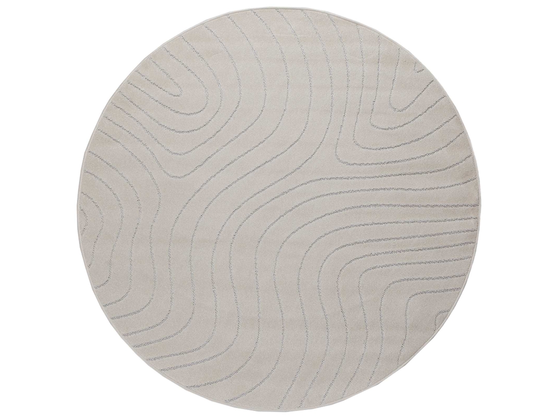 Vidaxl Tapetes De Área Redondo Palmeras Creme Ø 160 Cm Poliéster