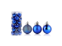 24pcs Bola De Natal Delicada Reutilizável De Alto Brilho Pingente Decorativo Para Árvore De Natal E Lar 6 Cm Azul Real