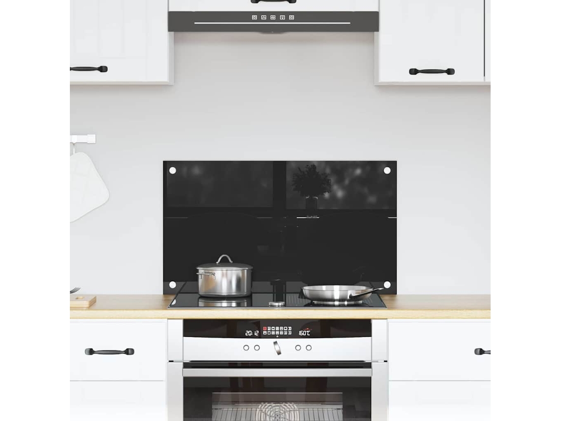 Vidaxl Painel De Cozinha Preto 70 X 40 Cm Vidro Temperado