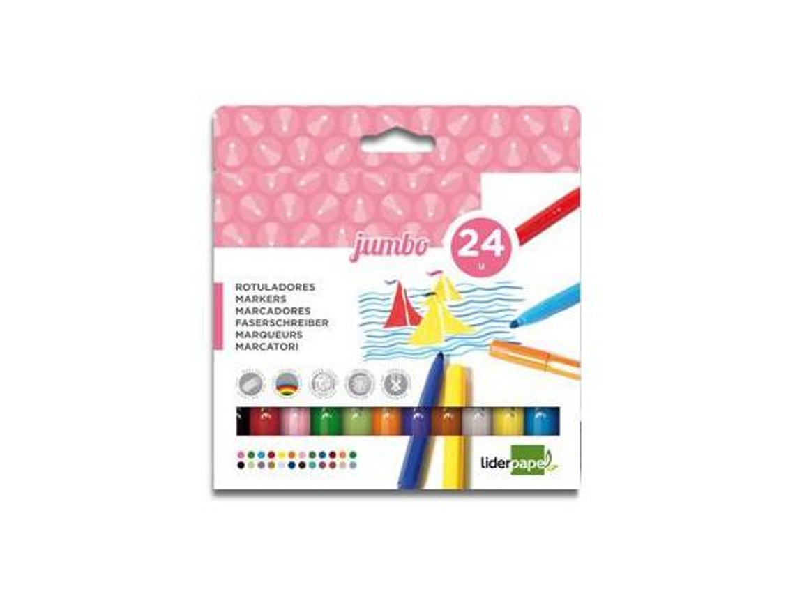 Marcador Liderpapel Feltro Jumbo Caixa 24 Cores