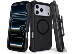 Capa Hexinyigjly Para Iphone 17 Pro Max Com Clip De Cinto, Proteção Tripla Contra Choques E Compatível Com Carregamento Magnético Preto