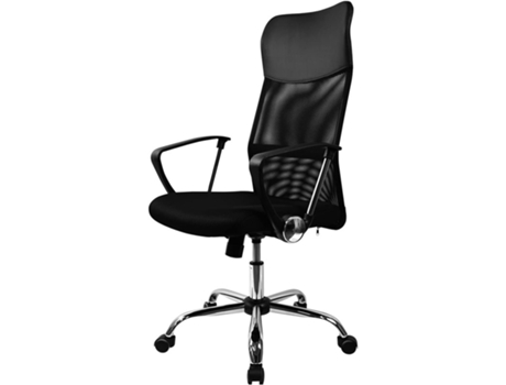 Cadeira De Escritório Ergonômica Com Encosto Em Malha, Altura Ajustável E Rodas Giratórias 360° Base Cromada E Apoios De Braço Fixos Dasck