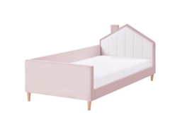 Cama Infantil Em Veludo Em Forma De Casa Beliani Kervan De Veludo Rosa 90x200
